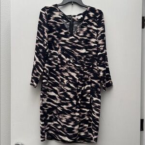 Calvin Klein Pleated Zip Up Long Sleeve Dress